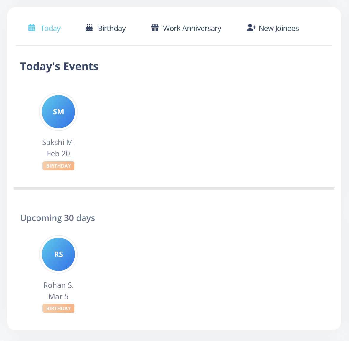 events card