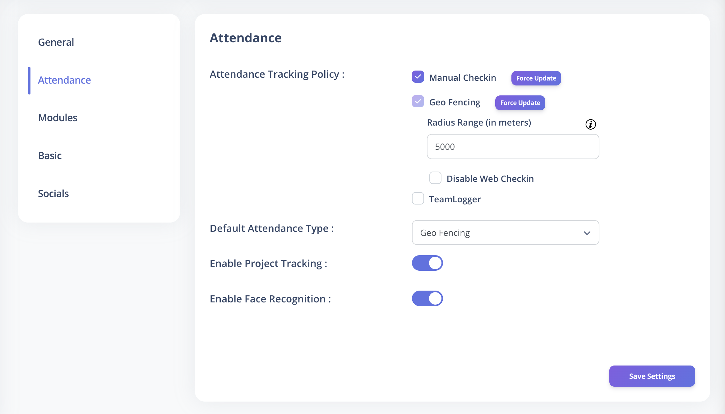 attendance settings